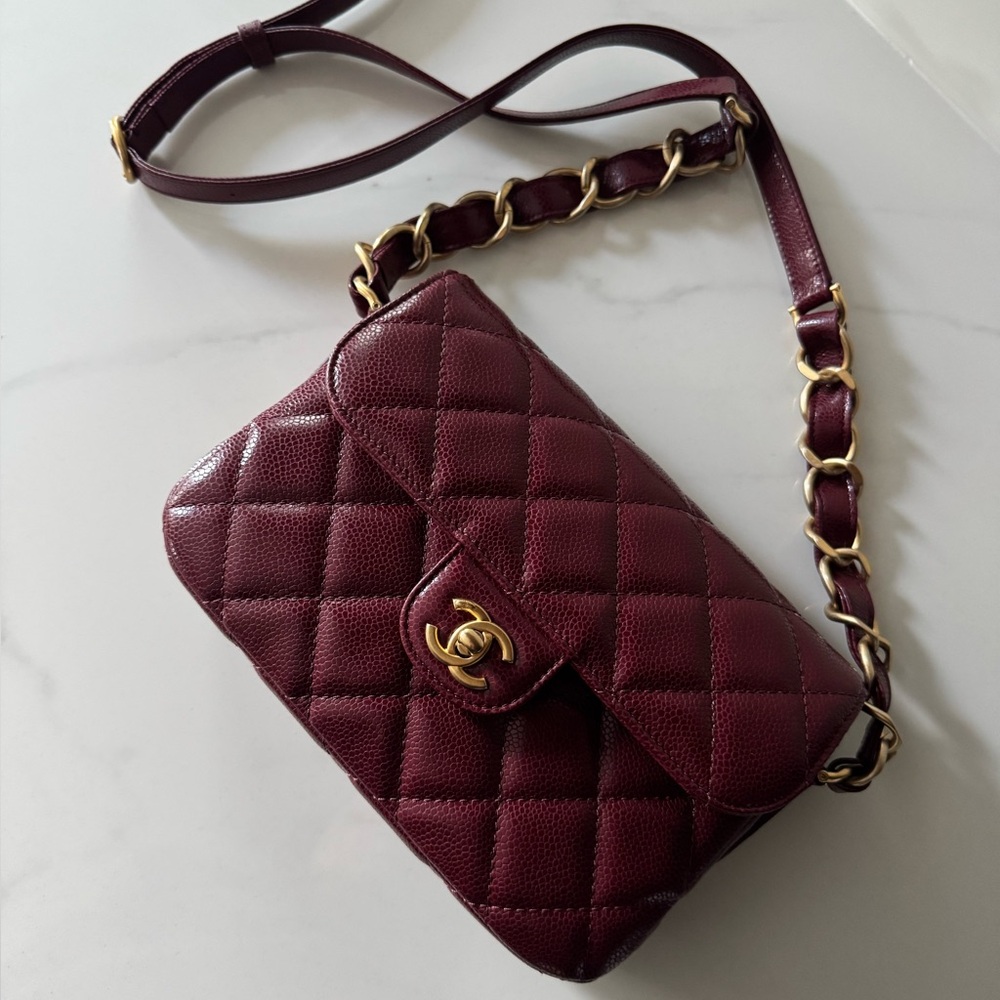 100% Authentic Chanel Burgundy Quilted Leather Bag